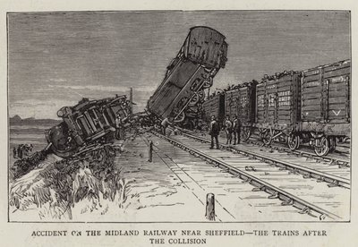 Accident on the Midland Railway near Sheffield, the Trains after the Collision by English School