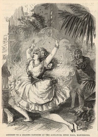 Accident to a leading danseuse at the Alexandra Music Hall, Manchester by English School