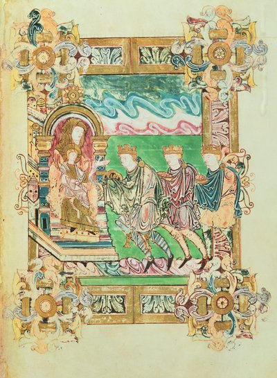 Adoration of the Magi, from the Benedictional of St. Aethelwold by English School