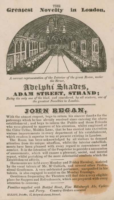 Advert for Adelphi Shades, Adam Street, Strand by English School