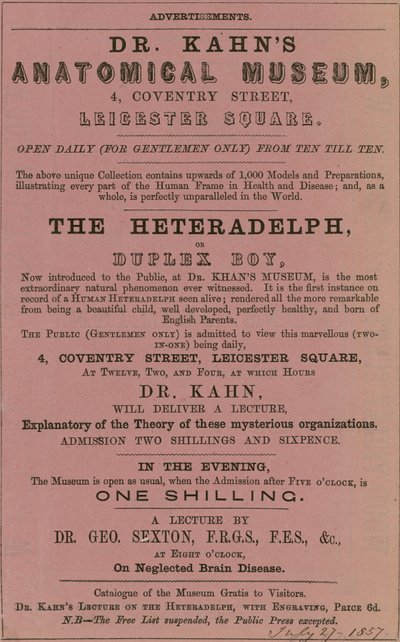 Advert for Dr. Kahn