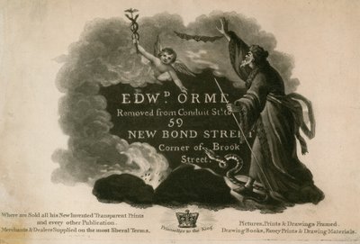 Advert for Edward D Orme, printsellers and picture framers by English School