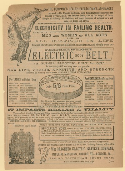 Advert for Electric Body Belt by English School