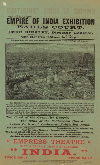 Advert for Empire of India Exhibition, Earls Court by English School