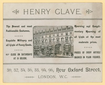 Advert for Henry Glave, New Oxford Street, London by English School