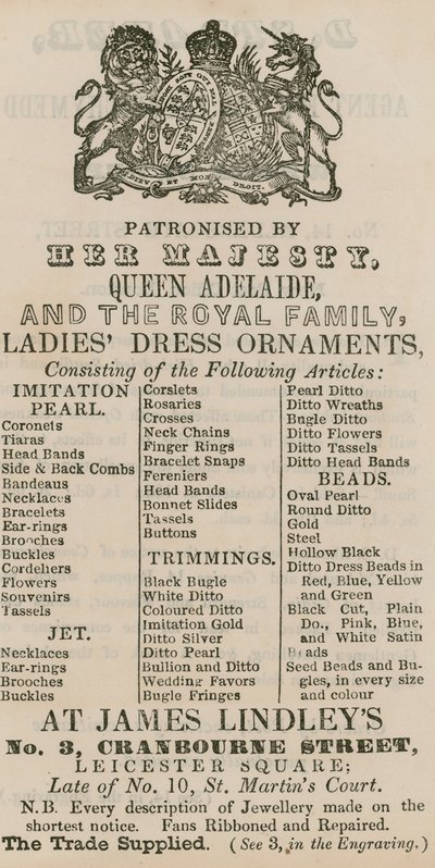 Advert for James Lindley