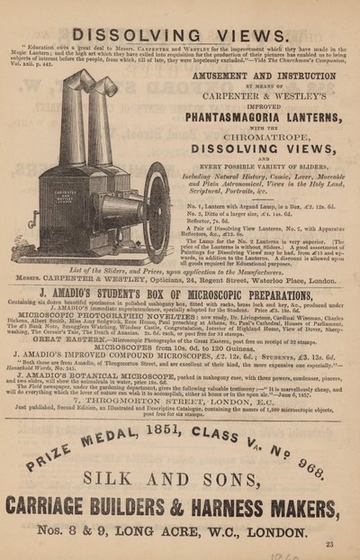 Advert for Phantasmagoria Lanterns by English School