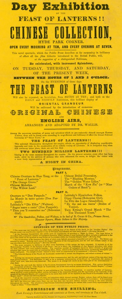 Advert for The Chinese Collection, Hyde Park Corner, Piccadilly, London by English School