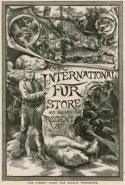 Advert for The International Fur Store, 163 & 165 Regent Street, London by English School