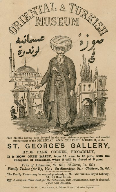 Advert for The Oriental and Turkish Museum at St George
