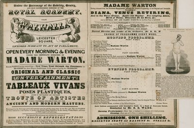 Advert for The Walhalla, Leicester Square, under the direction of Madame Warton by English School