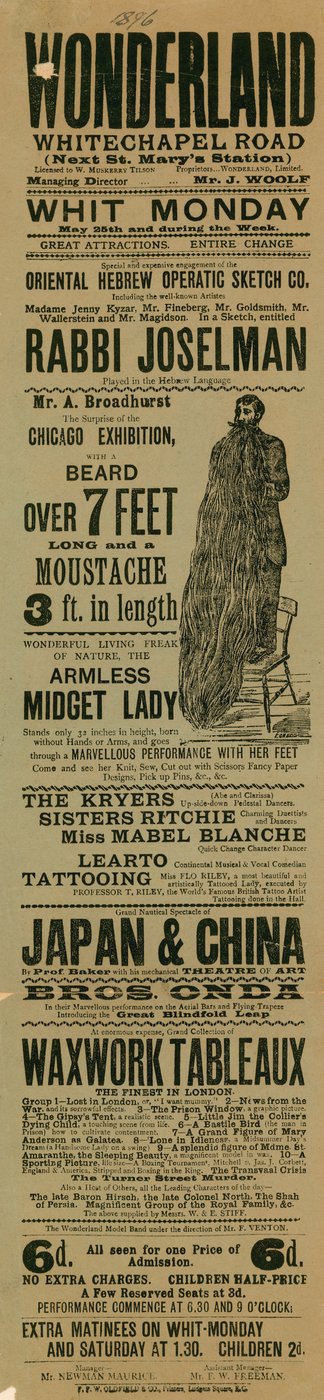 Advert for Wonderland, Whitechapel Road, London by English School