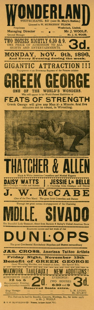 Advert for Wonderland, Whitechapel Road, London by English School