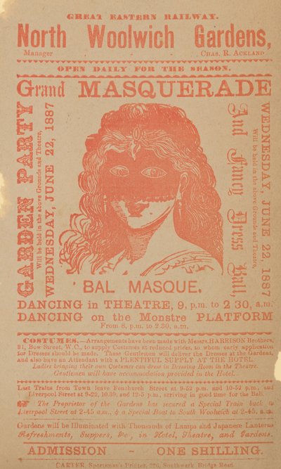 Advert for a Garden Party and Grand Masked Ball by English School