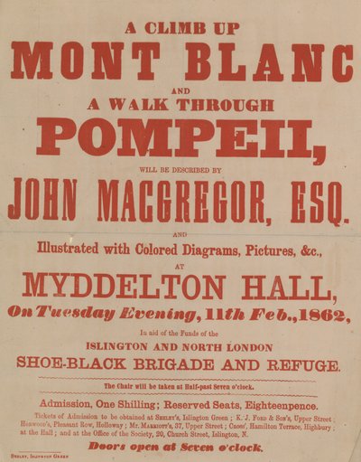 Advert for a Lecture by John MacGregor by English School