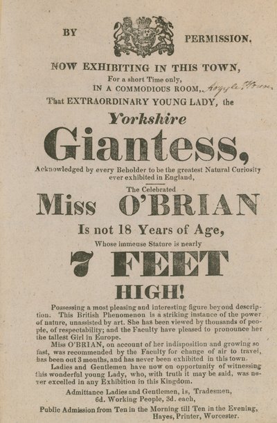 Advert for an Appearance of Miss O