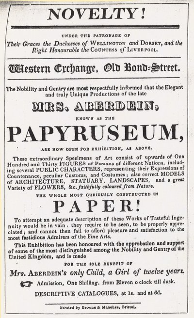 Advert for an Exhibition of the Papyruseum by English School