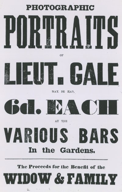 Advert for photographic portraits of Lieutenant Gale by English School