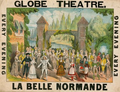 Advert for the Globe Theatre, London, for La Belle Normande by English School