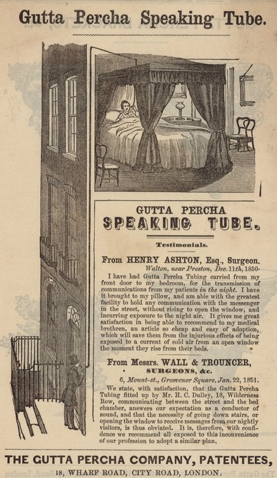 Advert for the Gutta Percha Speaking Tube by English School