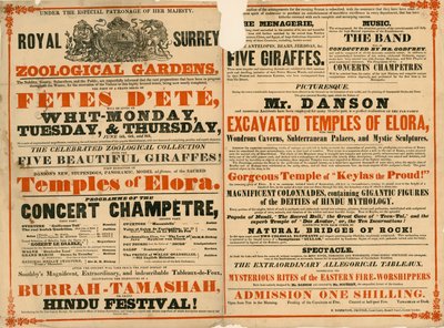 Advert for the Royal Surrey Zoological Gardens, London by English School