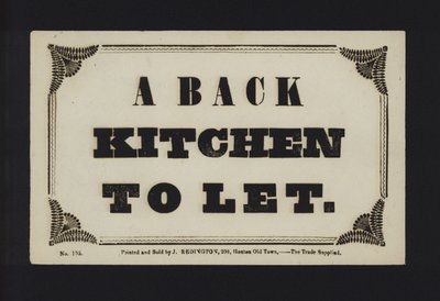 Advertisement: A Back Kitchen to Let by English School