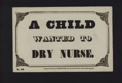 Advertisement: A child wanted to dry nurse by English School
