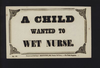 Advertisement: A Child Wanted to Wet Nurse by English School