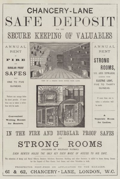 Advertisement, Chancery-Lane Safe Deposit by English School