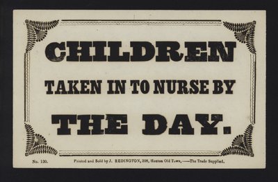 Advertisement: Children Taken in to Nurse by the Day by English School