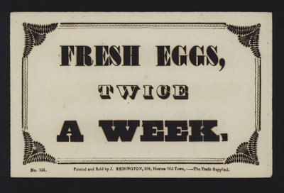 Advertisement: Fresh Eggs Twice a Week by English School