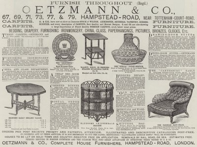 Advertisement, Oetzmann and Company by English School