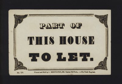 Advertisement: Part of This House to Let by English School
