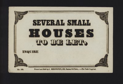 Advertisement: Several Small Houses to Be Let by English School