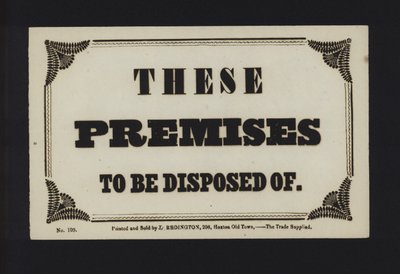 Advertisement: These Premises to Be Disposed Of by English School