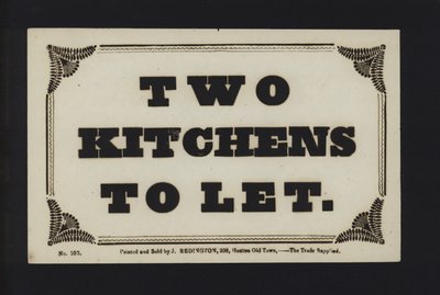 Advertisement: Two Kitchens to Let by English School