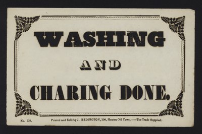 Advertisement: Washing and Charing Done by English School