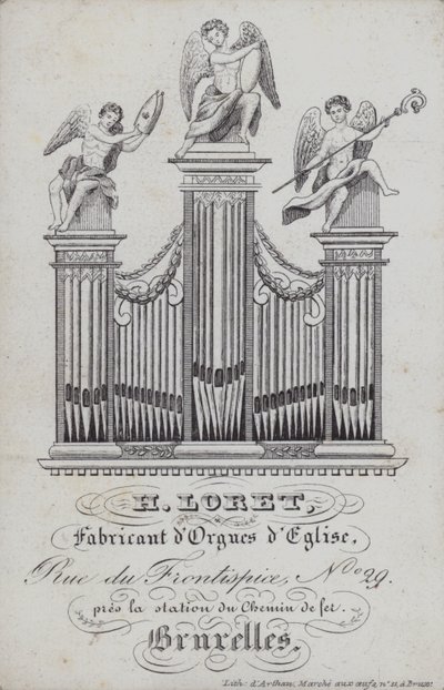 Advertisement for H Loret, Maker of Church Organs, Brussels, Belgium by English School