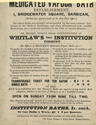 Advertisement for Medicated Vapour Bath by English School