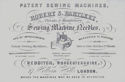 Advertisement for Robert S Bartleet sewing machines by English School