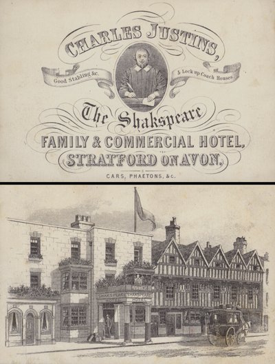 Advertisement for The Shakspeare Hotel, Stratford on Avon, Warwickshire by English School