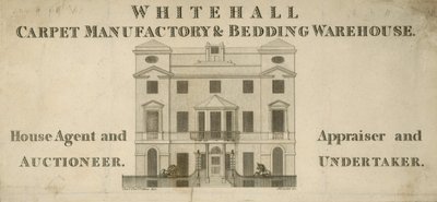 Advertisement for Whitehall Carpet Manufactory and Bedding Warehouse by English School
