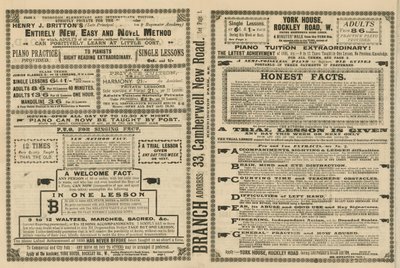 Advertisement for a variety of musical practices by English School