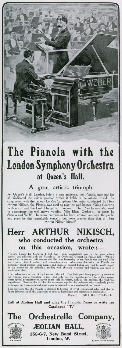 Advertisement for Pianola by English School
