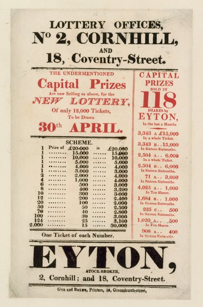 Advertisement for State Lottery by English School