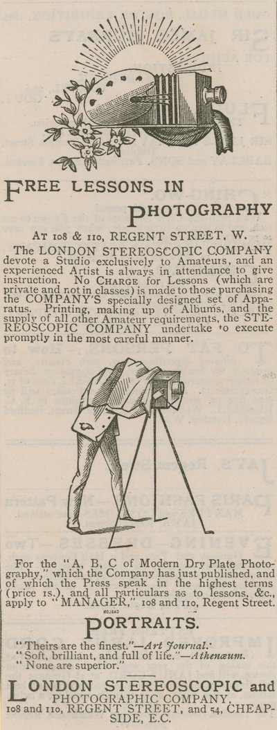 Advertisement for the London Stereoscopic and Photographic Company by English School