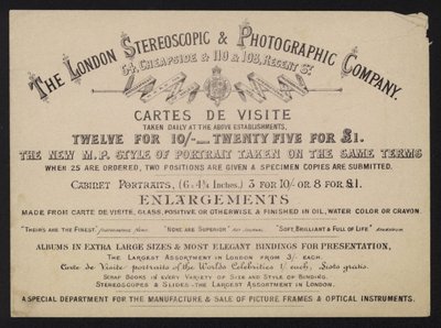 Advertisement for the London Stereoscopic and Photographic Company by English School