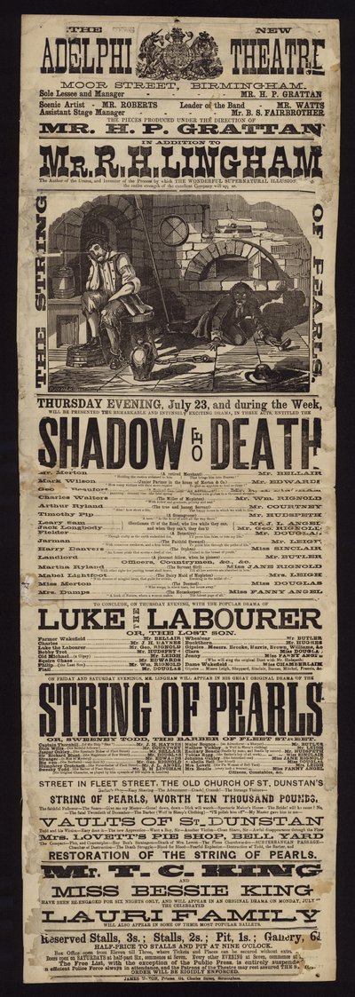 Advertisement for the New Adelphi Theatre by English School