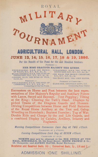 Advertisement for the Royal Military Tournament by English School
