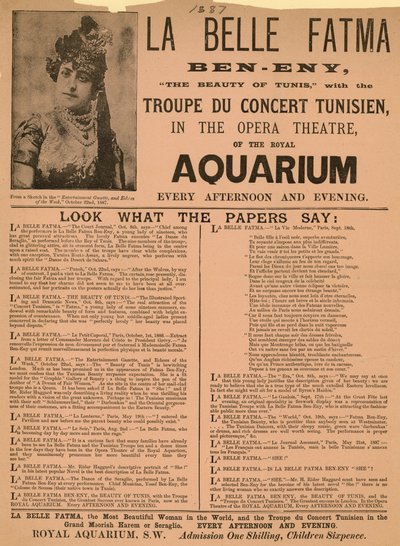 Advertisement for La Belle Fatma by English School